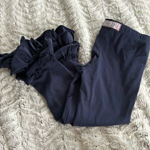 Girls 5 ruffle leggings navy blue